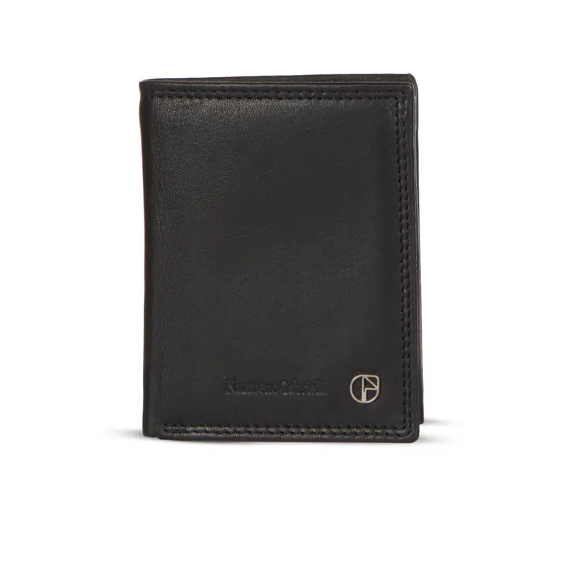 Portafoglio nero verticale da uomo con logo