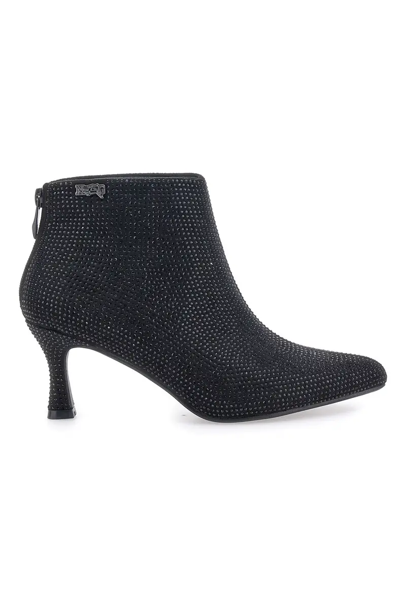 Tronchetti neri con strass tacco medio Nazareno Gabrielli 7225 [NERO]