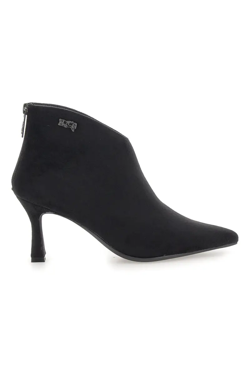 Tronchetti neri in tessuto con tacco a rocchetto e zip posteriore Nazareno Gabrieli 3707 [NERO]