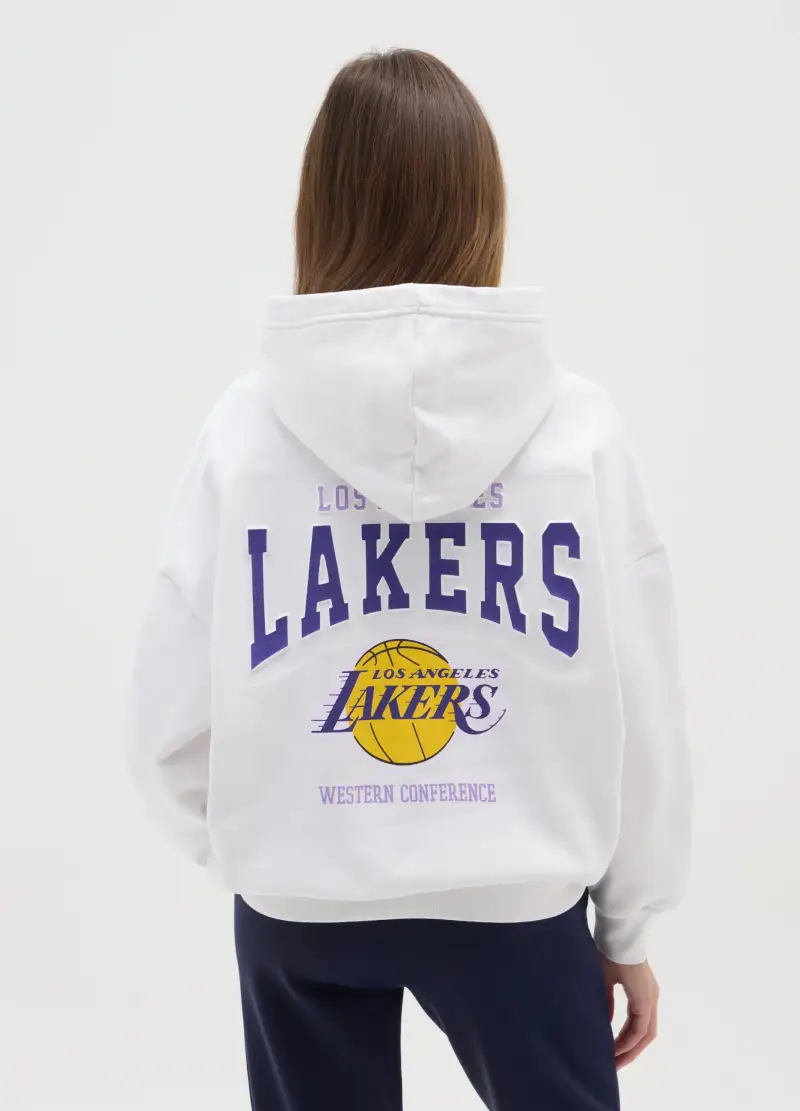 Felpa Bianca Lakers Da Ragazza In Misto Cotone Vestibilità Over, Bambina, Bianco miniatura 2