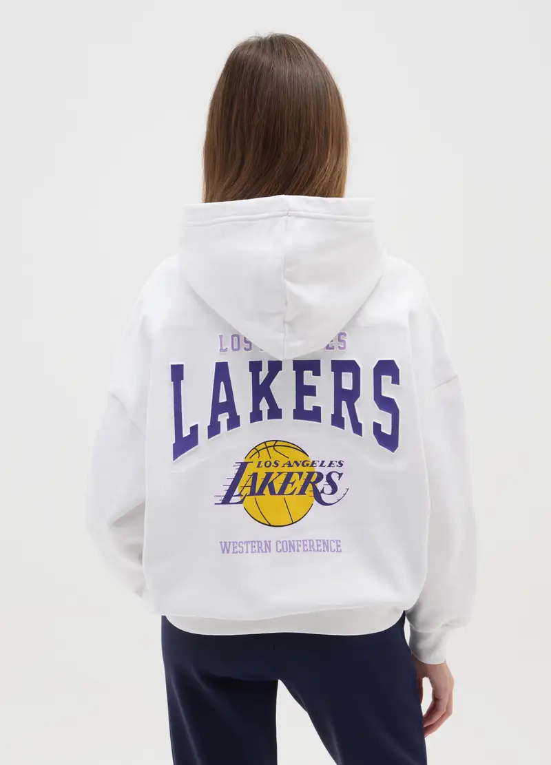 Felpa Bianca Lakers Da Ragazza In Misto Cotone Vestibilità Over, Bambina, Bianco miniatura 2