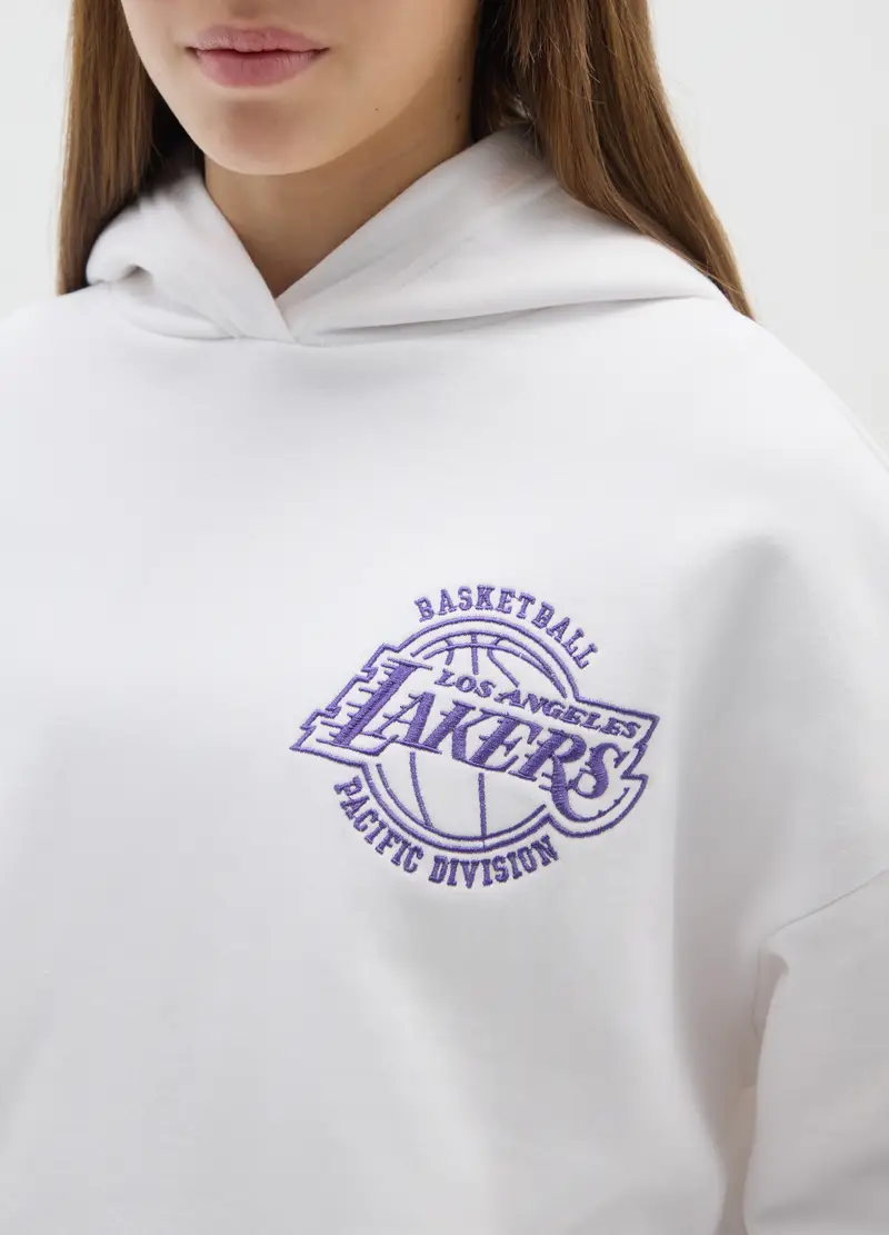 Felpa Bianca Lakers Da Ragazza In Misto Cotone Vestibilità Over, Bambina, Bianco miniatura 3