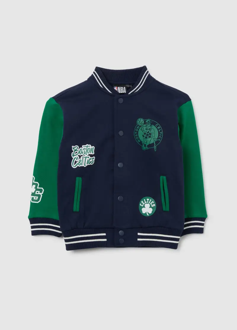 Felpa Da Bambino In Misto Cotone Blu Regular Fit Con Stampa Boston Celtics, Multicolor