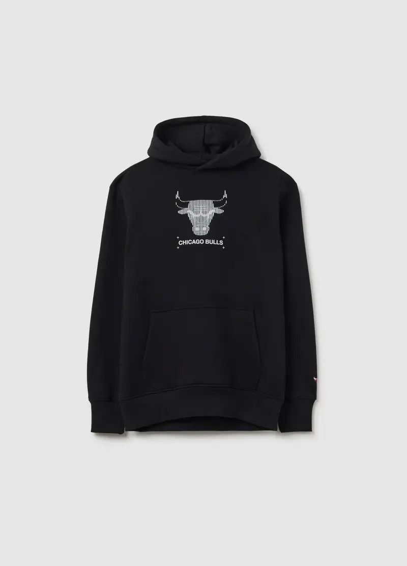 NBA, Felpa Da Bambino In Misto Cotone Nero Regular Fit Chicago Bulls, Unisex, Nero, Taglia: 13-14