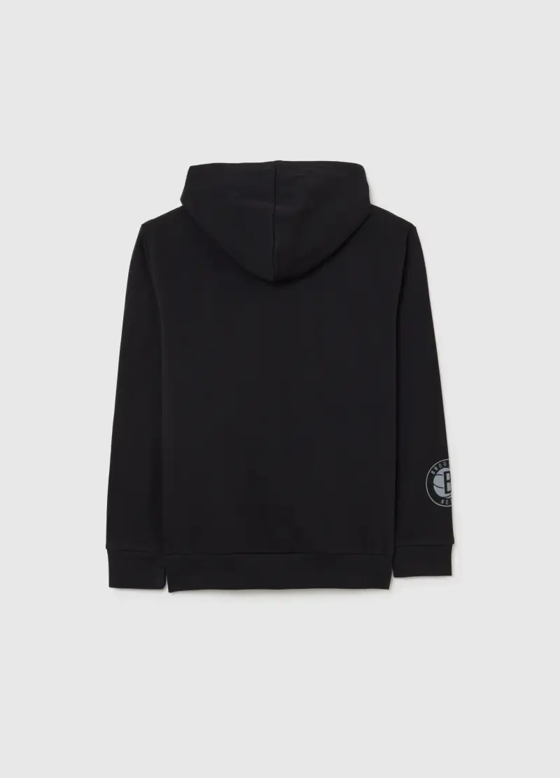 Felpa Da Ragazzo In Misto Cotone Nera Regular Fit Con Cappuccio, Bambino, Nero miniatura 2