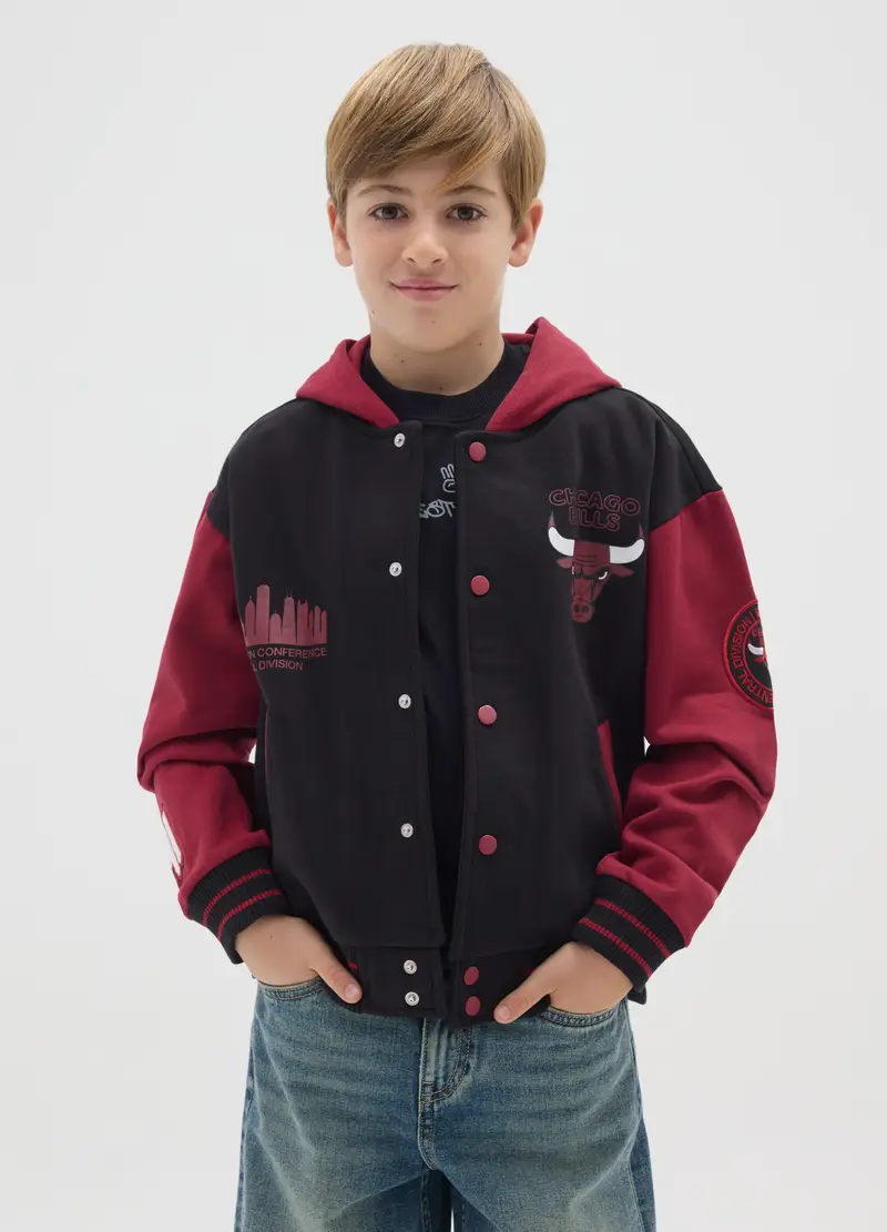 Felpa Da Ragazzo In Puro Cotone Multicolor Oversize Con Logo Chicago Bulls, Bambino, Multicolor
