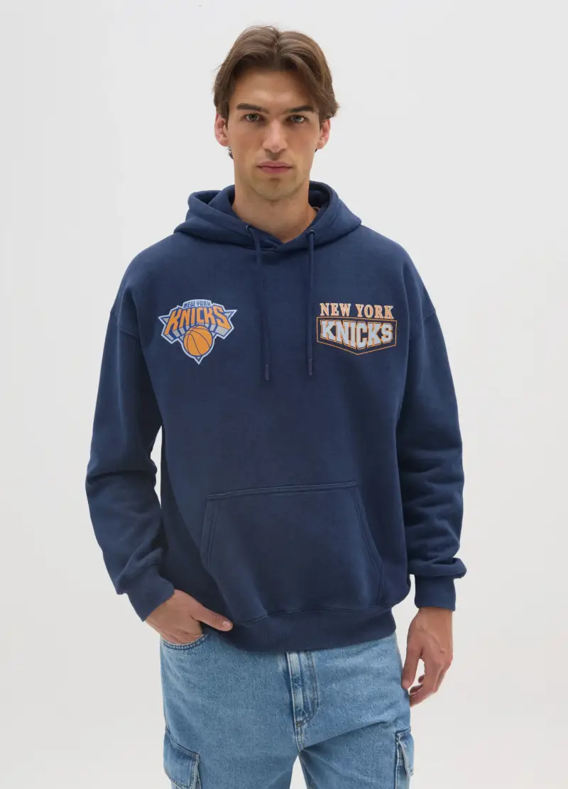 Felpa In Misto Cotone Blu New York Knicks, Uomo, Blu miniatura 2