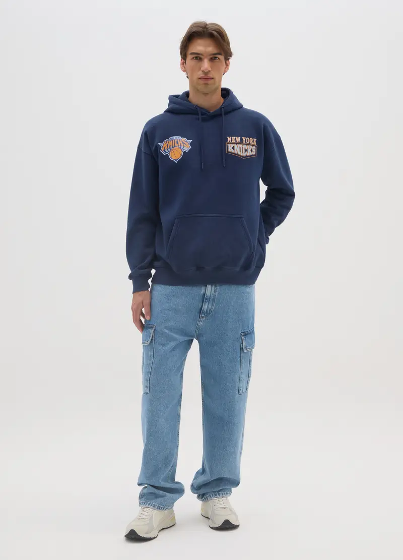 Felpa In Misto Cotone Blu New York Knicks, Uomo, Blu