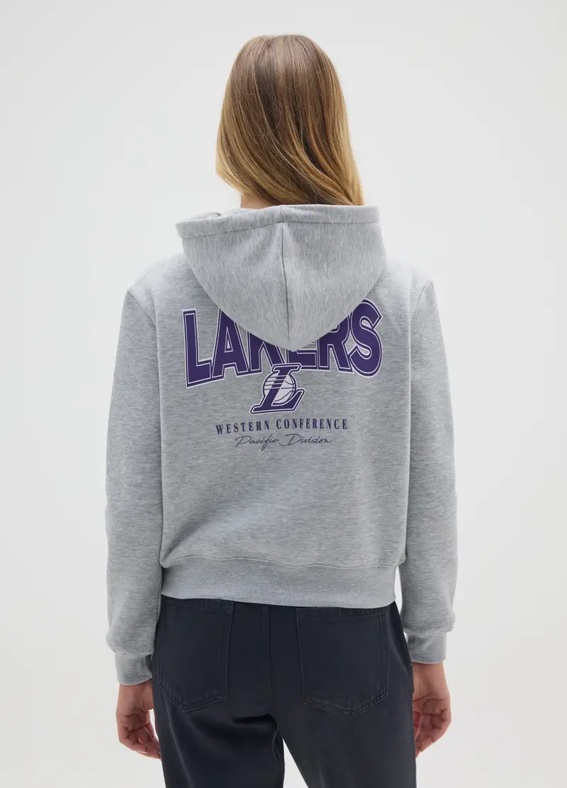 Felpa In Misto Cotone Grigia Regular Fit Con Logo Lakers, Donna, Grigio miniatura 3
