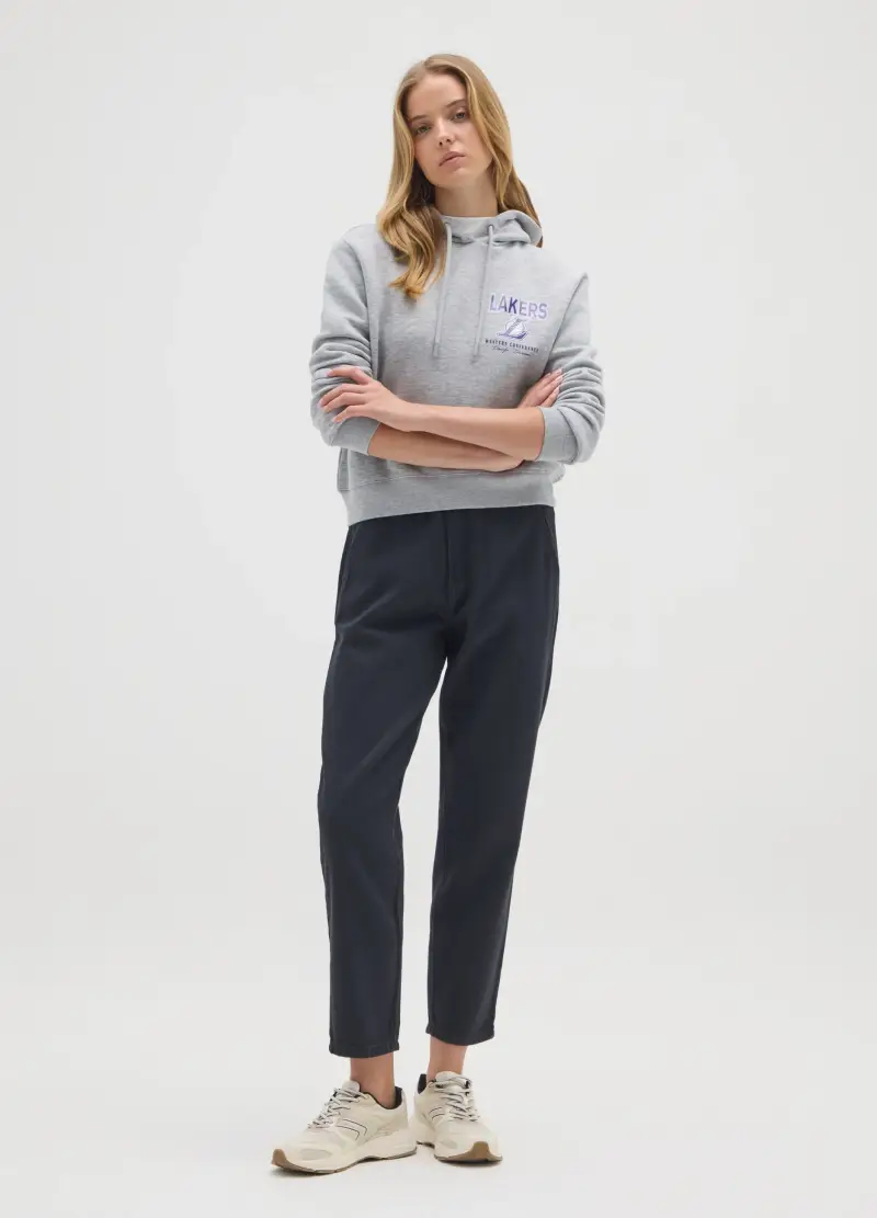 Felpa In Misto Cotone Grigia Regular Fit Con Logo Lakers, Donna, Grigio