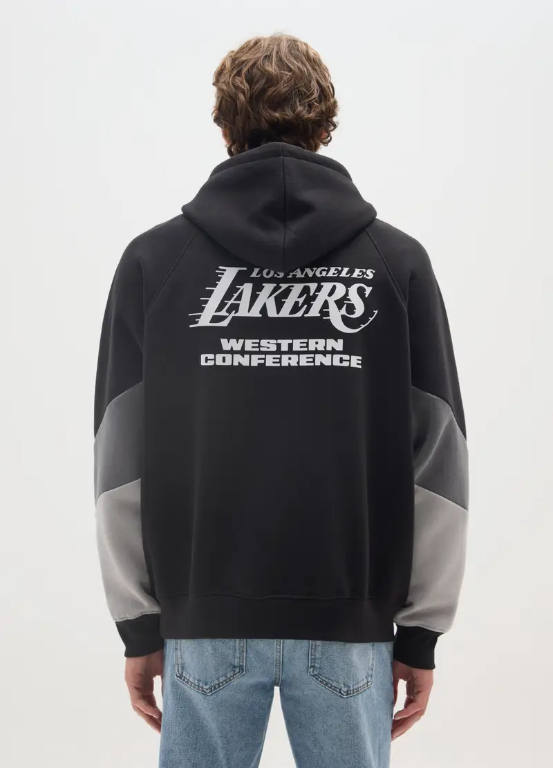 Felpa In Misto Cotone Nero Con Stampa Los Angeles Lakers, Uomo, Multicolor miniatura 3