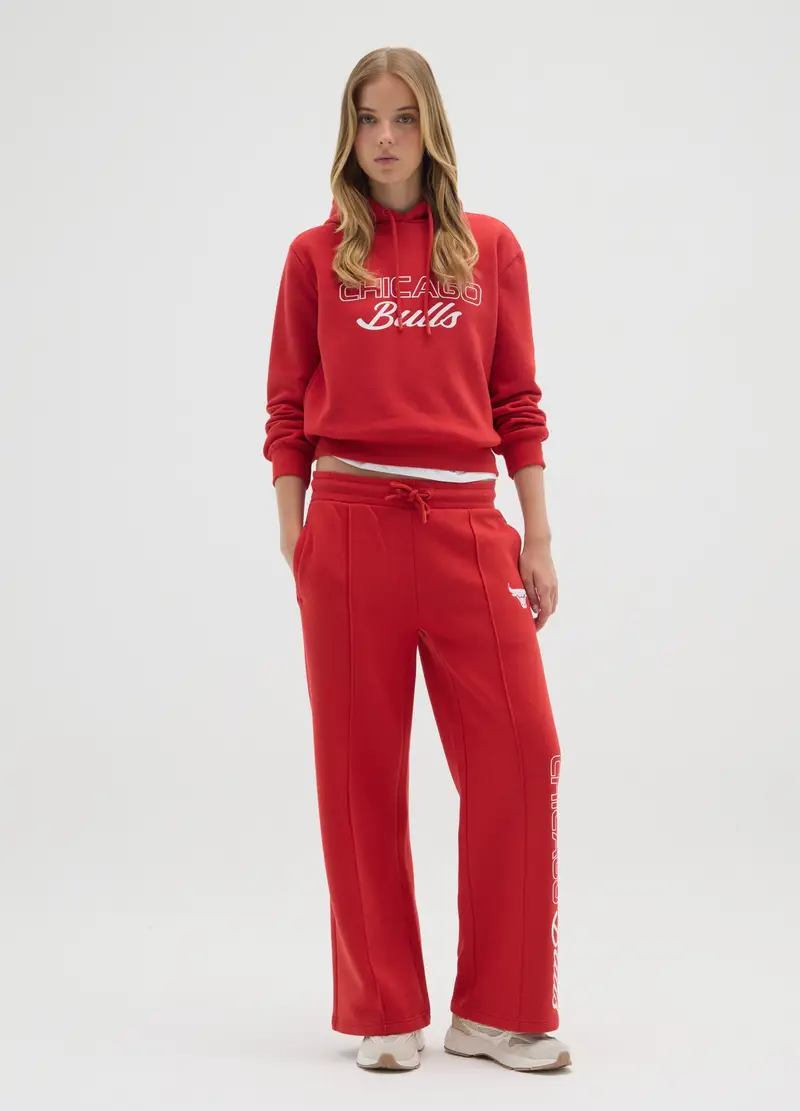 Felpa In Misto Cotone Rossa Oversize Con Stampa Chicago Bulls, Donna, Rosso miniatura 2