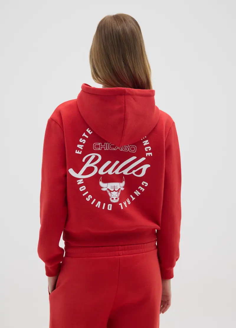 Felpa In Misto Cotone Rossa Oversize Con Stampa Chicago Bulls, Donna, Rosso miniatura 3