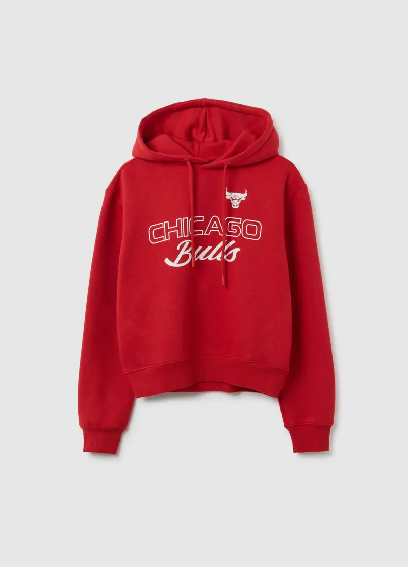 NBA, Felpa In Misto Cotone Rossa Oversize Con Stampa Chicago Bulls, Donna, Rosso, Taglia: XS