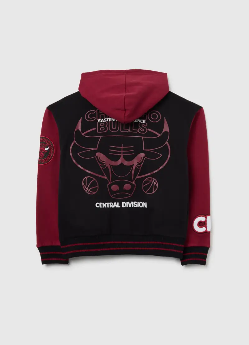 Felpa Nera E Rossa Con Cappuccio In Cotone, Bambino, Nero miniatura 2