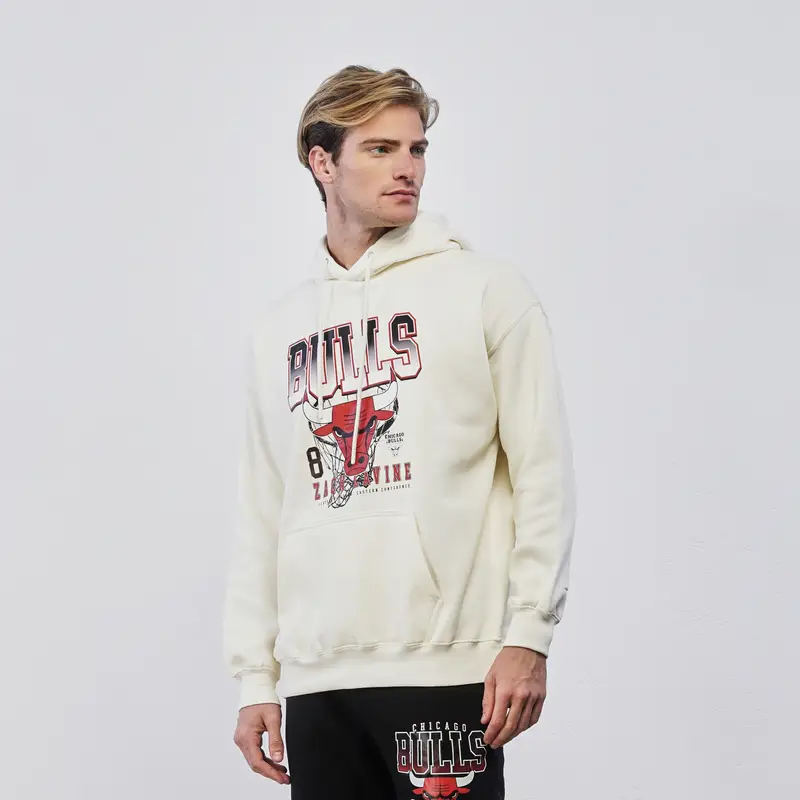 Felpa sportiva bianca da uomo con maxi scritta