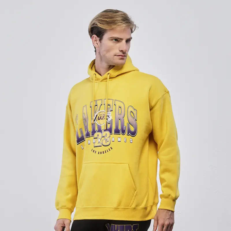 Felpa sportiva gialla da uomo con maxi scritta