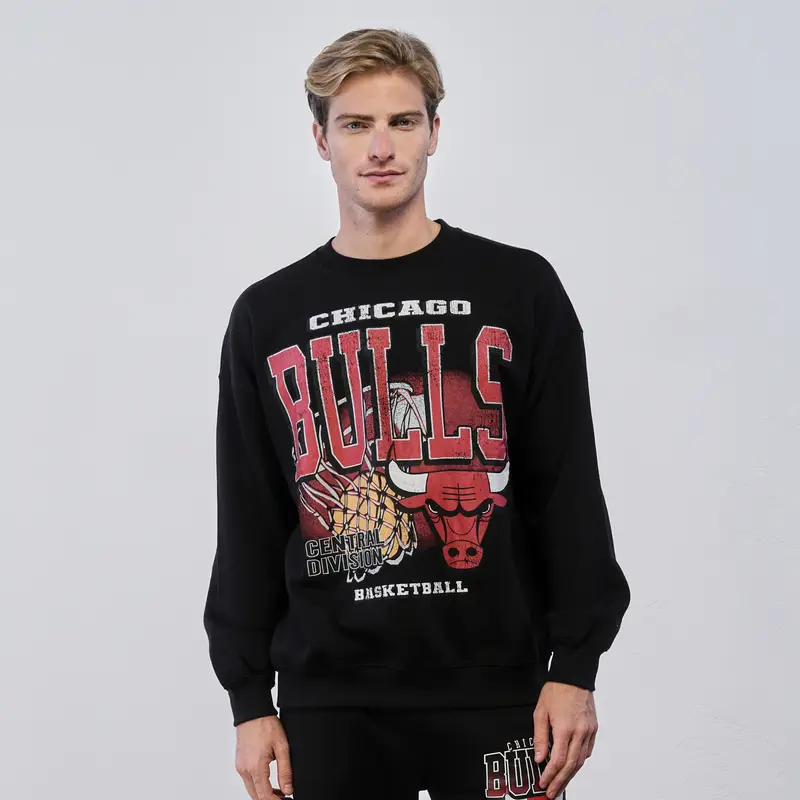 Felpa sportiva nera da uomo con maxi logo