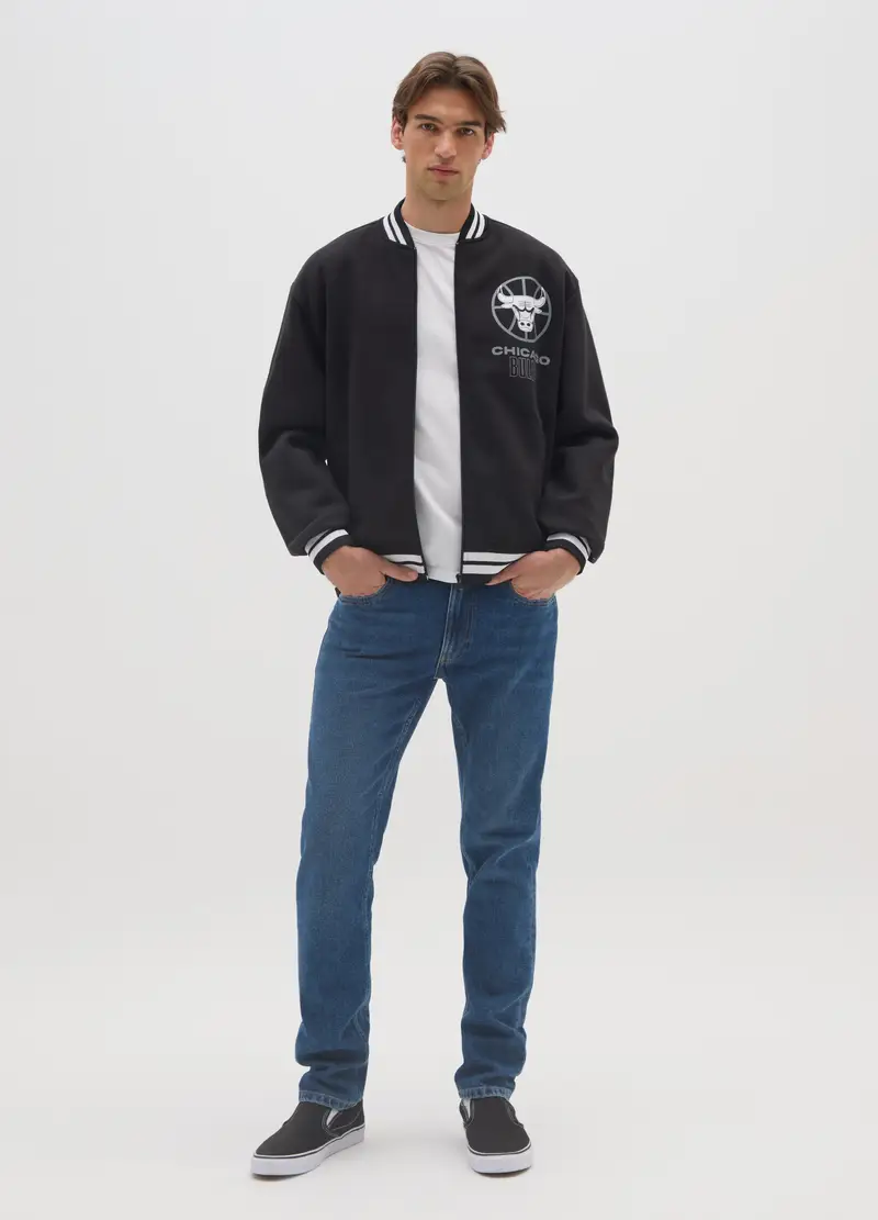 Giacca Bomber Nera In Misto Cotone Dei Chicago Bulls, Uomo, Nero miniatura 2