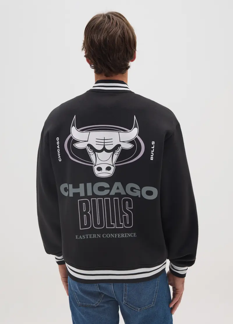 Giacca Bomber Nera In Misto Cotone Dei Chicago Bulls, Uomo, Nero miniatura 3