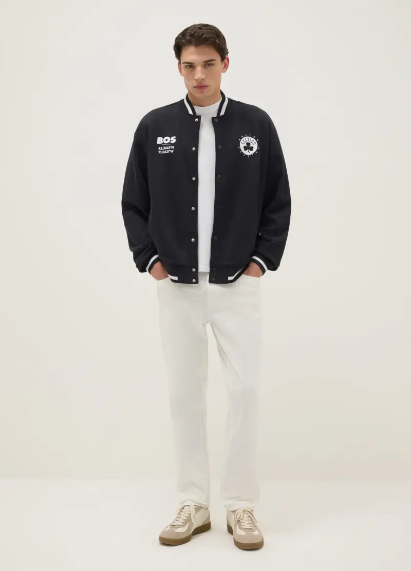 Giacca In Misto Cotone Nera Regular Fit Con Logo Boston Celtics, Uomo, Nero miniatura 2