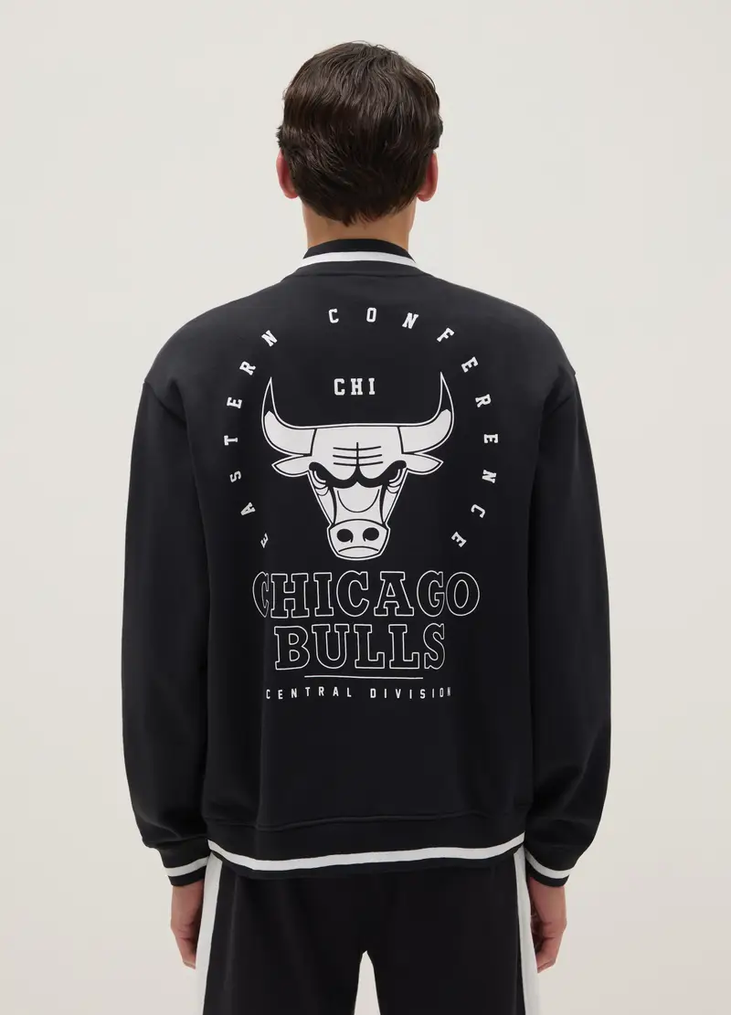 Giacca In Misto Cotone Nera Regular Fit Con Logo Chicago Bulls, Uomo, Nero miniatura 3