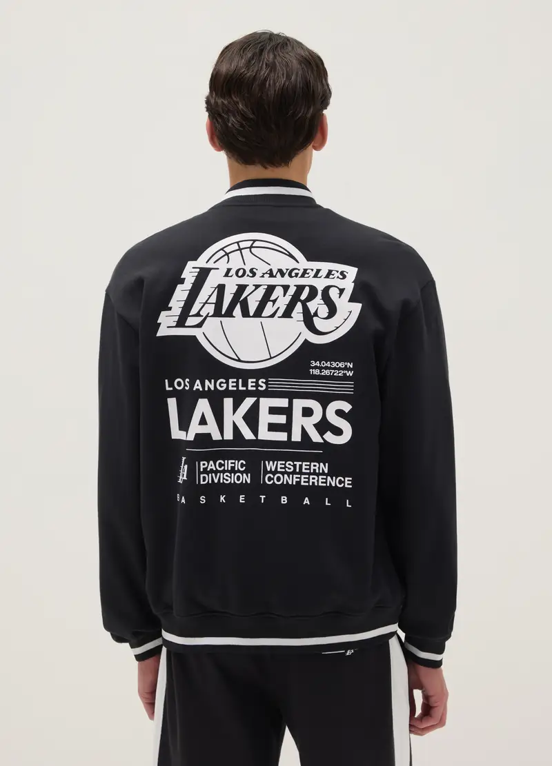 Giacca In Misto Cotone Nera Regular Fit Con Logo Lakers, Uomo, Nero miniatura 3