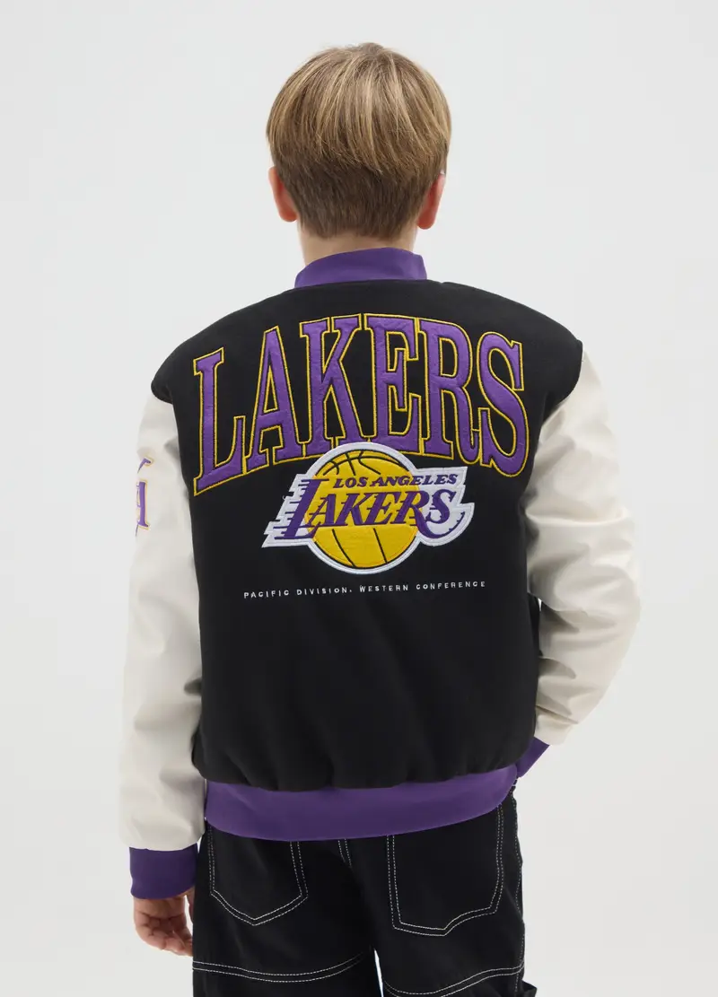 Giubbotto Bomber Multicolor Da Bambino Regular Fit Con Stampa Lakers, Multicolor miniatura 2