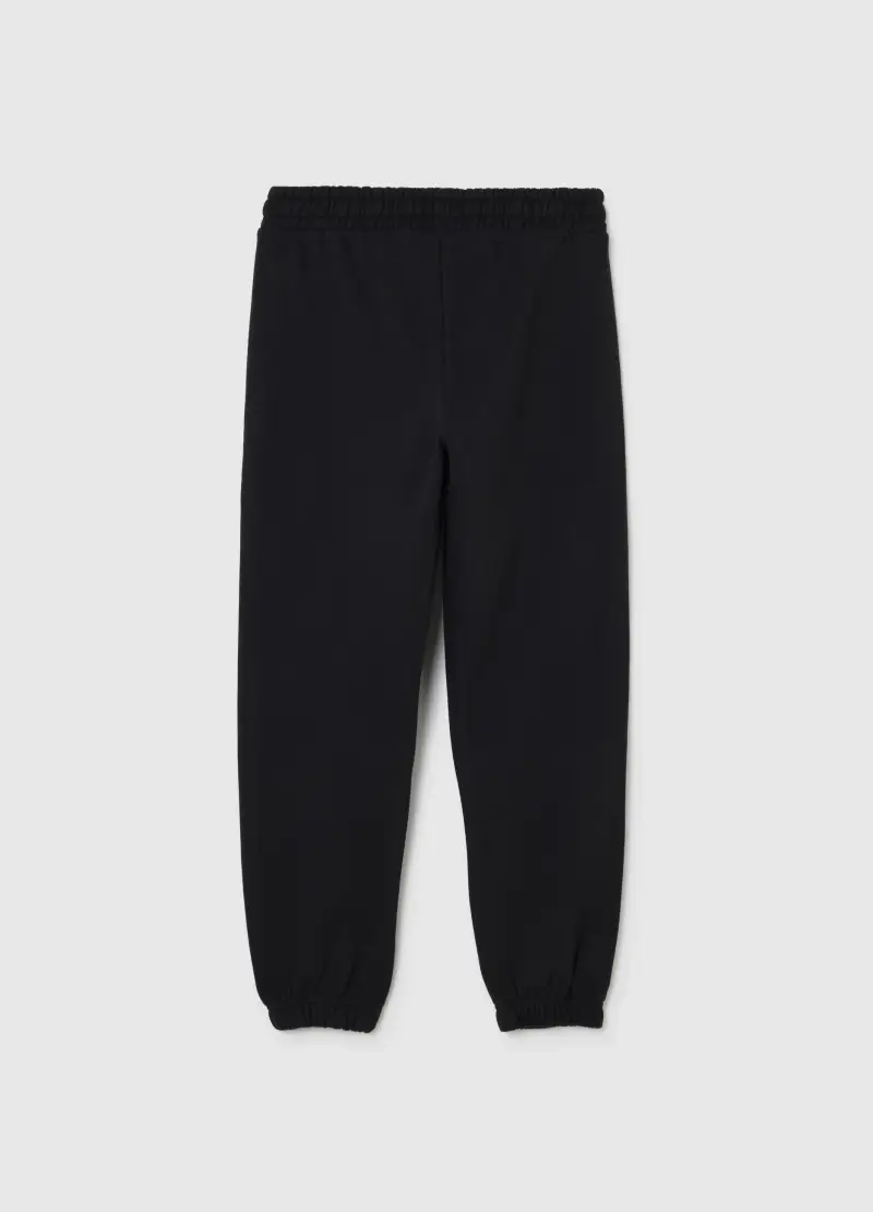 Jogger Da Ragazzo In Misto Cotone Nero Regular Fit, Bambino, Nero miniatura 2