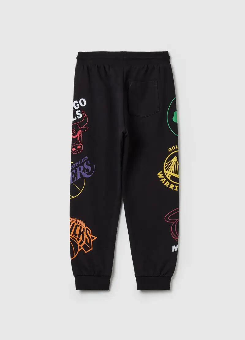 Joggers In Felpa Con Stampa Stemmi Nba, Bambino, Nero miniatura 2