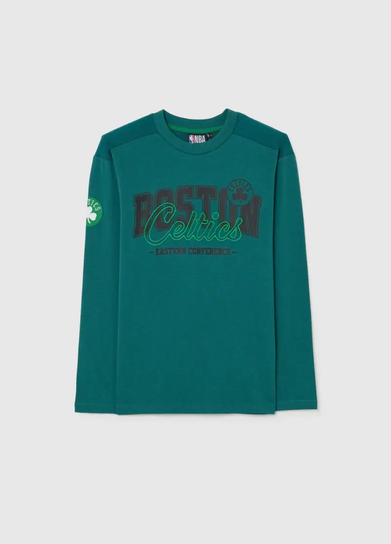 Maglia Da Ragazzo In Puro Cotone Verde Regular Fit Con Scollo Rotondo, Bambino, Verde