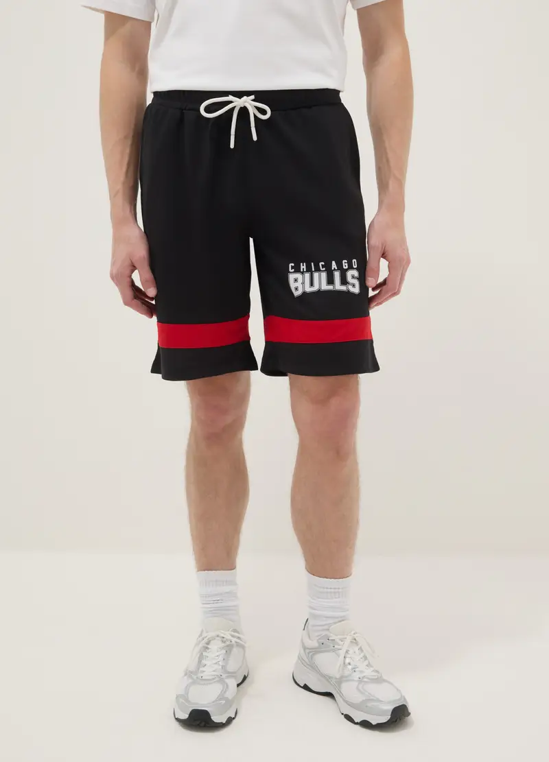 Pantaloncini In Puro Cotone Multicolor Con Logo Chicago Bulls, Uomo, Multicolor miniatura 2