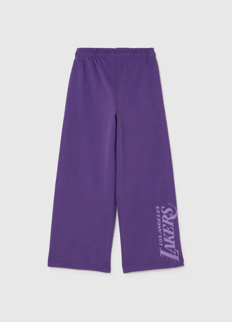 Pantaloni Culotte Viola Da Ragazza In Misto Cotone Con Stampa Lakers, Bambina, Viola miniatura 2
