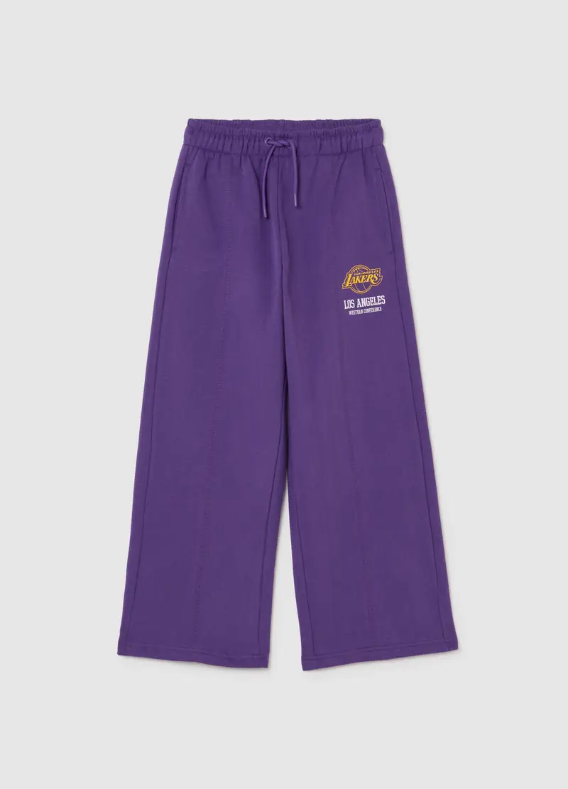 Pantaloni Culotte Viola Da Ragazza In Misto Cotone Con Stampa Lakers, Bambina, Viola