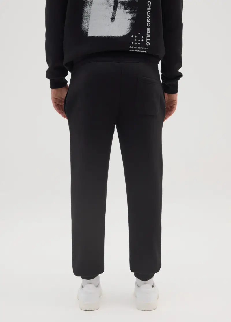 Pantaloni In Misto Cotone Nero Con Logo Chicago Bulls, Uomo, Nero miniatura 3