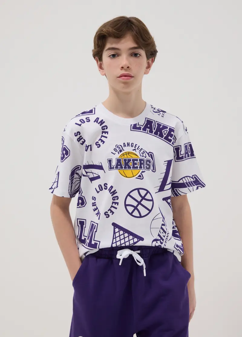 Set In Puro Cotone Multicolor Da Ragazzo Oversize Fit Lakers, Bambino, Multicolor miniatura 2