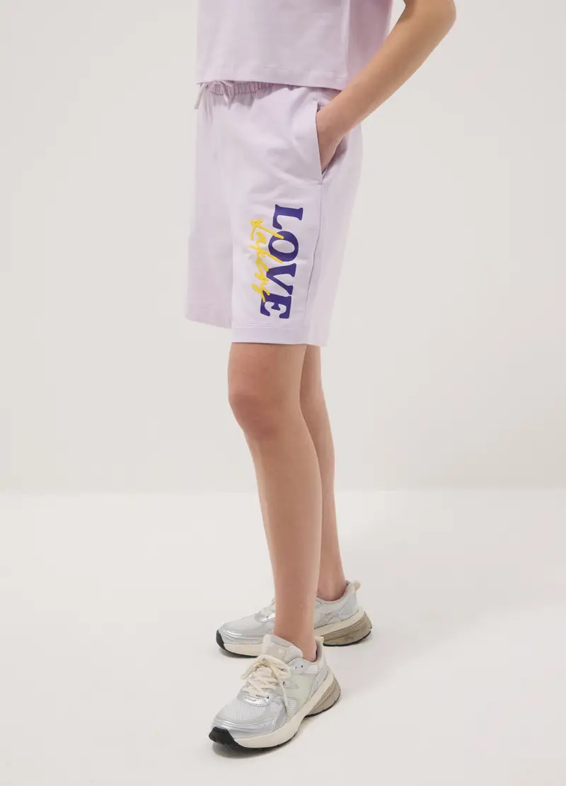 Short In Puro Cotone Viola Da Ragazza Comfort Fit Con Stampe Lakers, Bambina, Viola miniatura 2