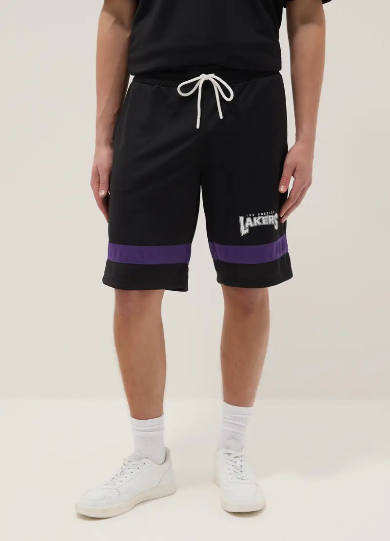 Shorts In Puro Cotone Multicolor Con Logo Los Angeles Lakers, Uomo, Multicolor miniatura 2