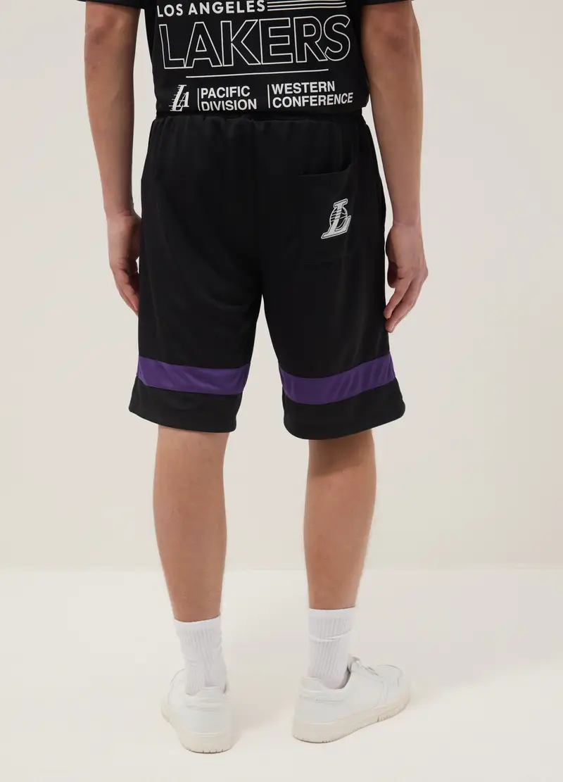 Shorts In Puro Cotone Multicolor Con Logo Los Angeles Lakers, Uomo, Multicolor miniatura 3