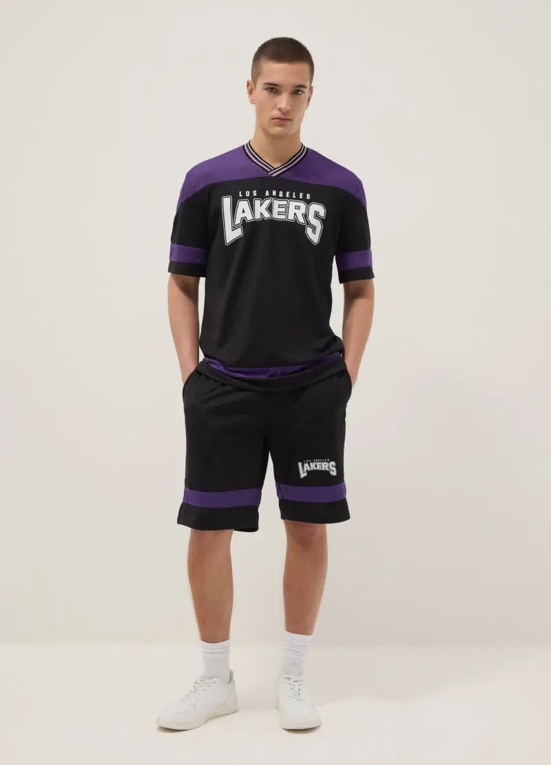 Shorts In Puro Cotone Multicolor Con Logo Los Angeles Lakers, Uomo, Multicolor