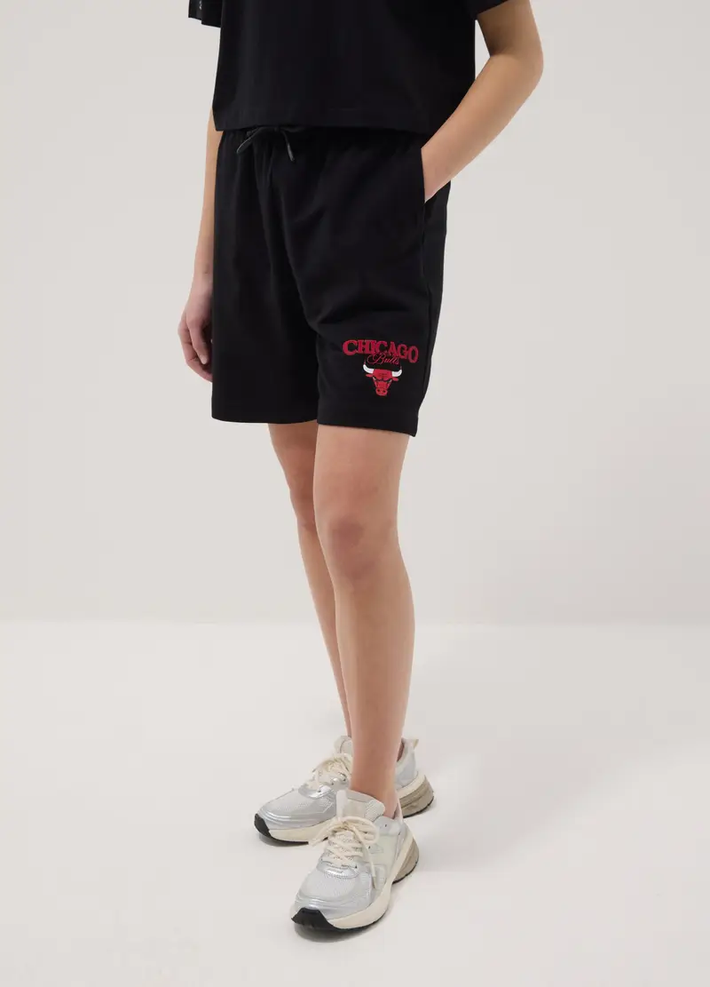 Shorts In Puro Cotone Nero Da Ragazza Relaxed Fit Chicago Bulls, Bambina, Nero miniatura 2