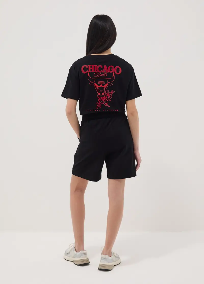 Shorts In Puro Cotone Nero Da Ragazza Relaxed Fit Chicago Bulls, Bambina, Nero miniatura 3
