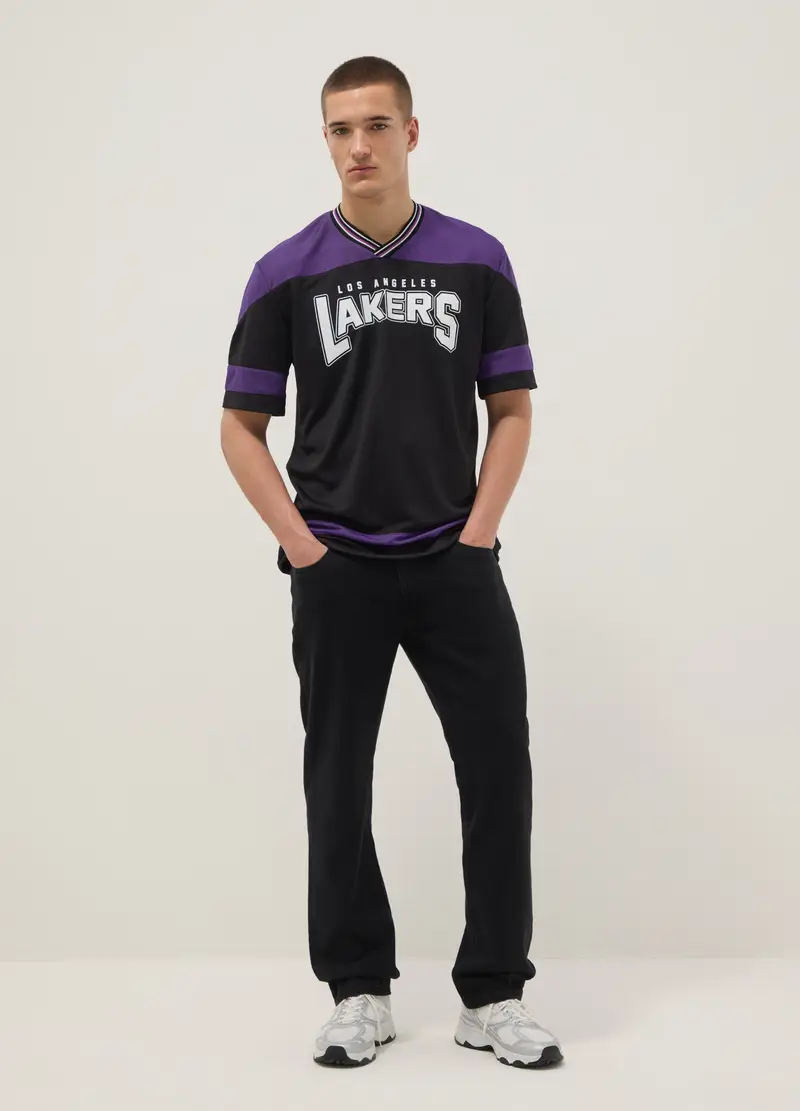 T-shirt In Puro Cotone Multicolor Regular Fit Los Angeles Lakers, Uomo, Multicolor miniatura 2