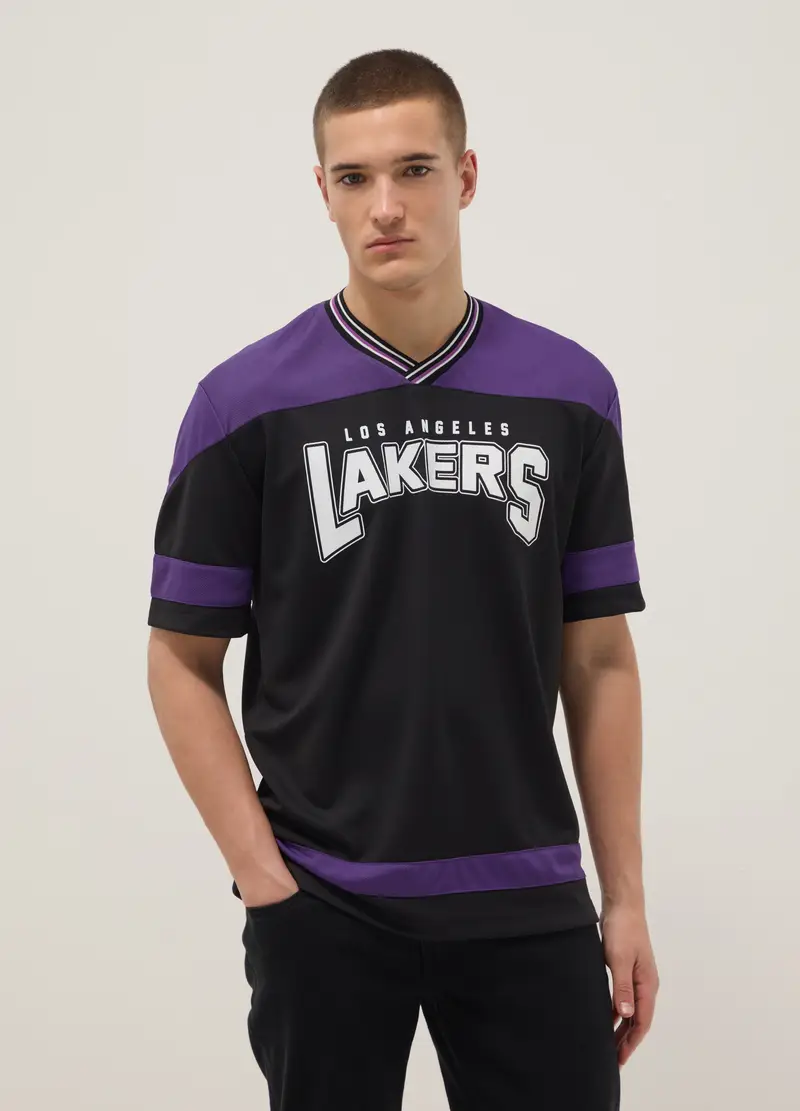 T-shirt In Puro Cotone Multicolor Regular Fit Los Angeles Lakers, Uomo, Multicolor miniatura 3