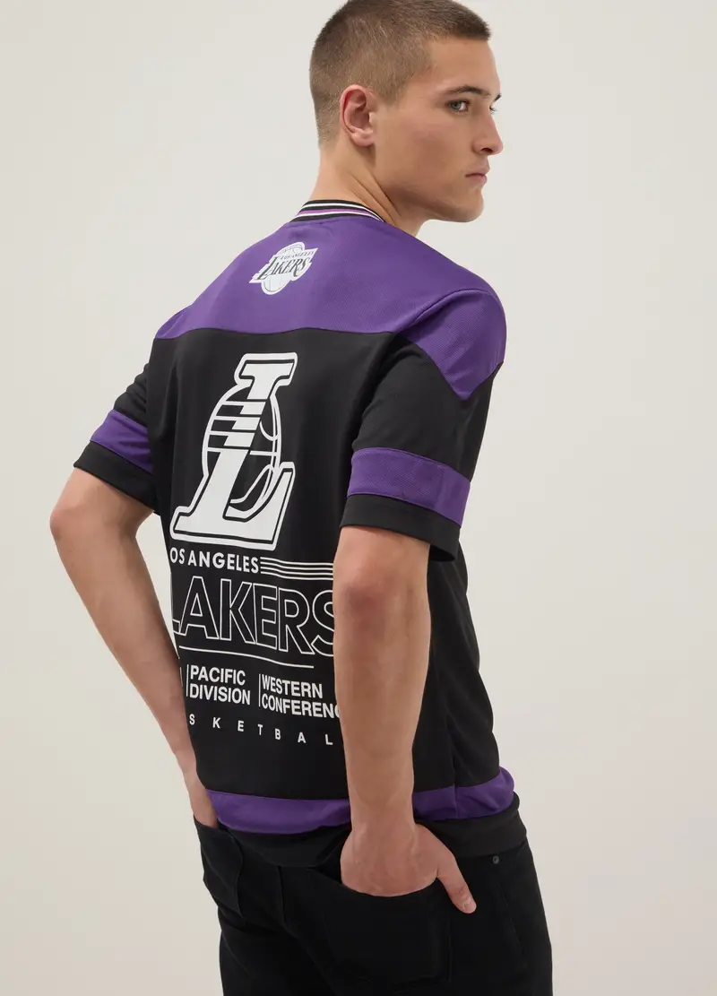 T-shirt In Puro Cotone Multicolor Regular Fit Los Angeles Lakers, Uomo, Multicolor