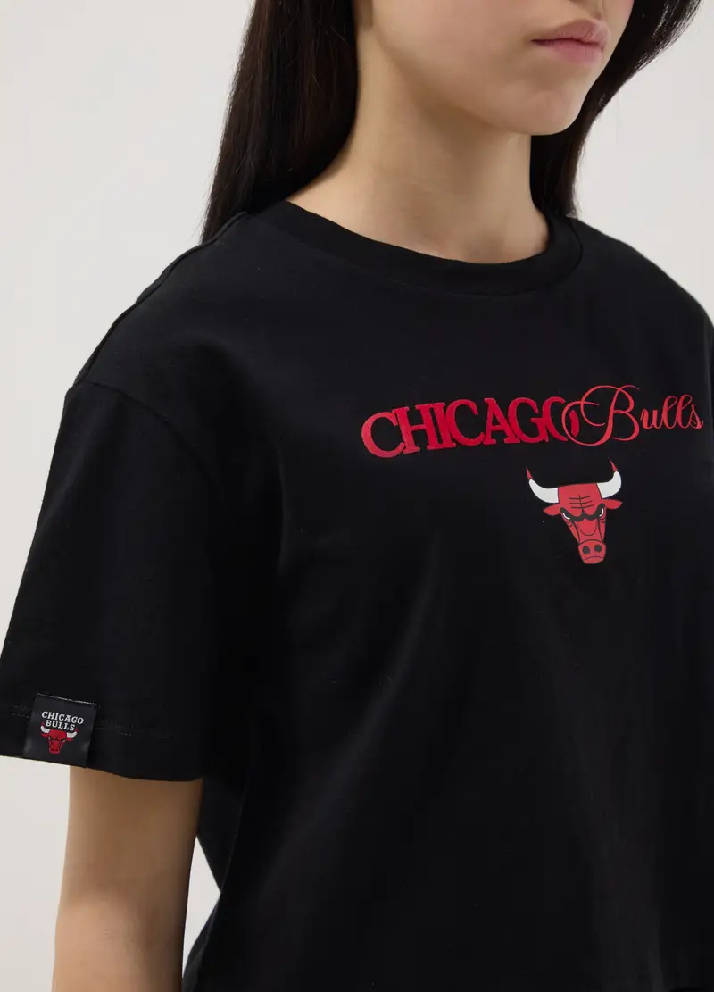 T-shirt In Puro Cotone Nero Da Ragazza Relaxed Fit Chicago Bulls, Bambina, Nero miniatura 2