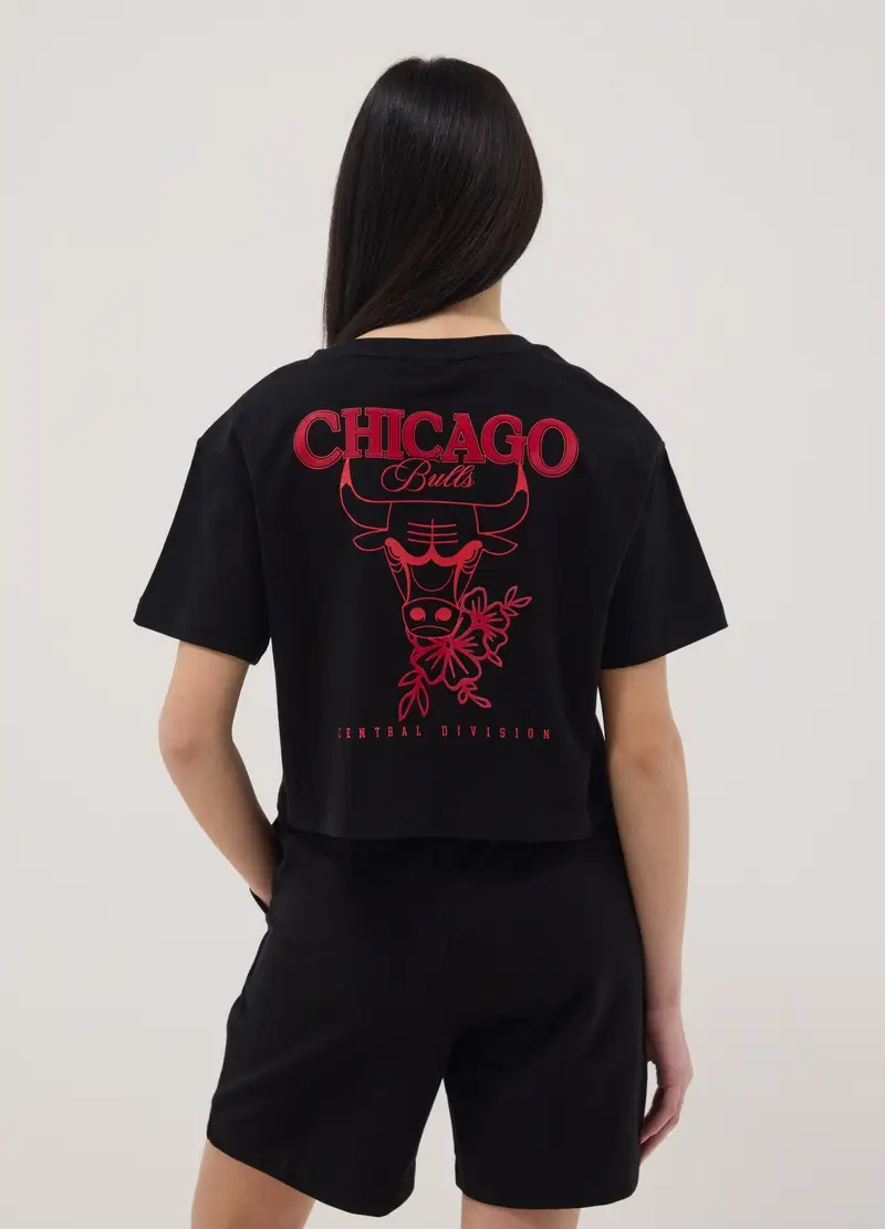 T-shirt In Puro Cotone Nero Da Ragazza Relaxed Fit Chicago Bulls, Bambina, Nero miniatura 3