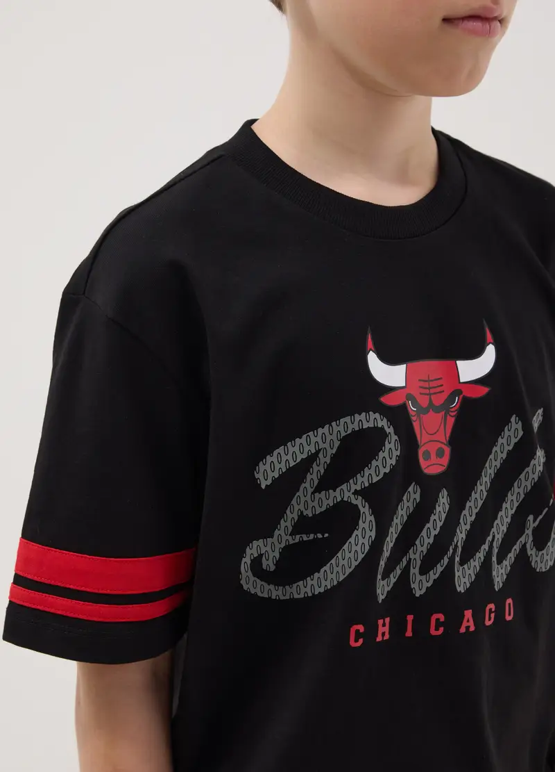 T-shirt In Puro Cotone Nero Da Ragazzo Relaxed Fit Chicago Bulls, Bambino, Nero miniatura 2