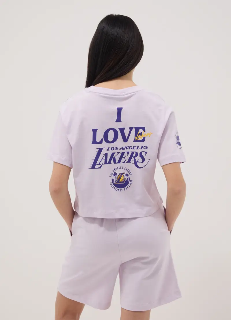 T-shirt In Puro Cotone Viola Da Ragazza Relaxed Fit Con Stampe Lakers, Bambina, Viola miniatura 3