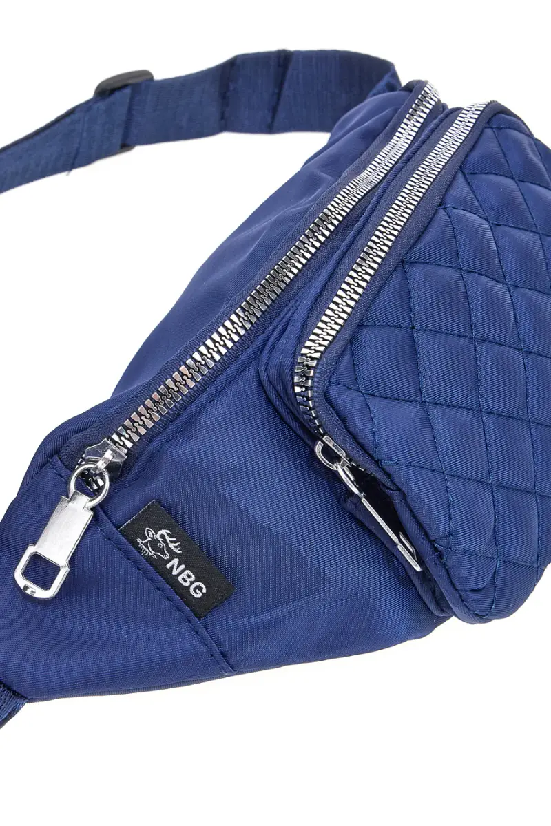 Marsupio blu trapuntato con tasche zip Indigeno metropolitano 8200-A [BLU]